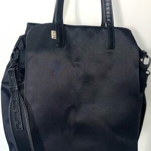 Black Tote Bag with Leather Handles